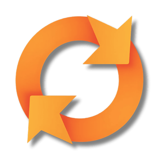 Orange circular arrows icon