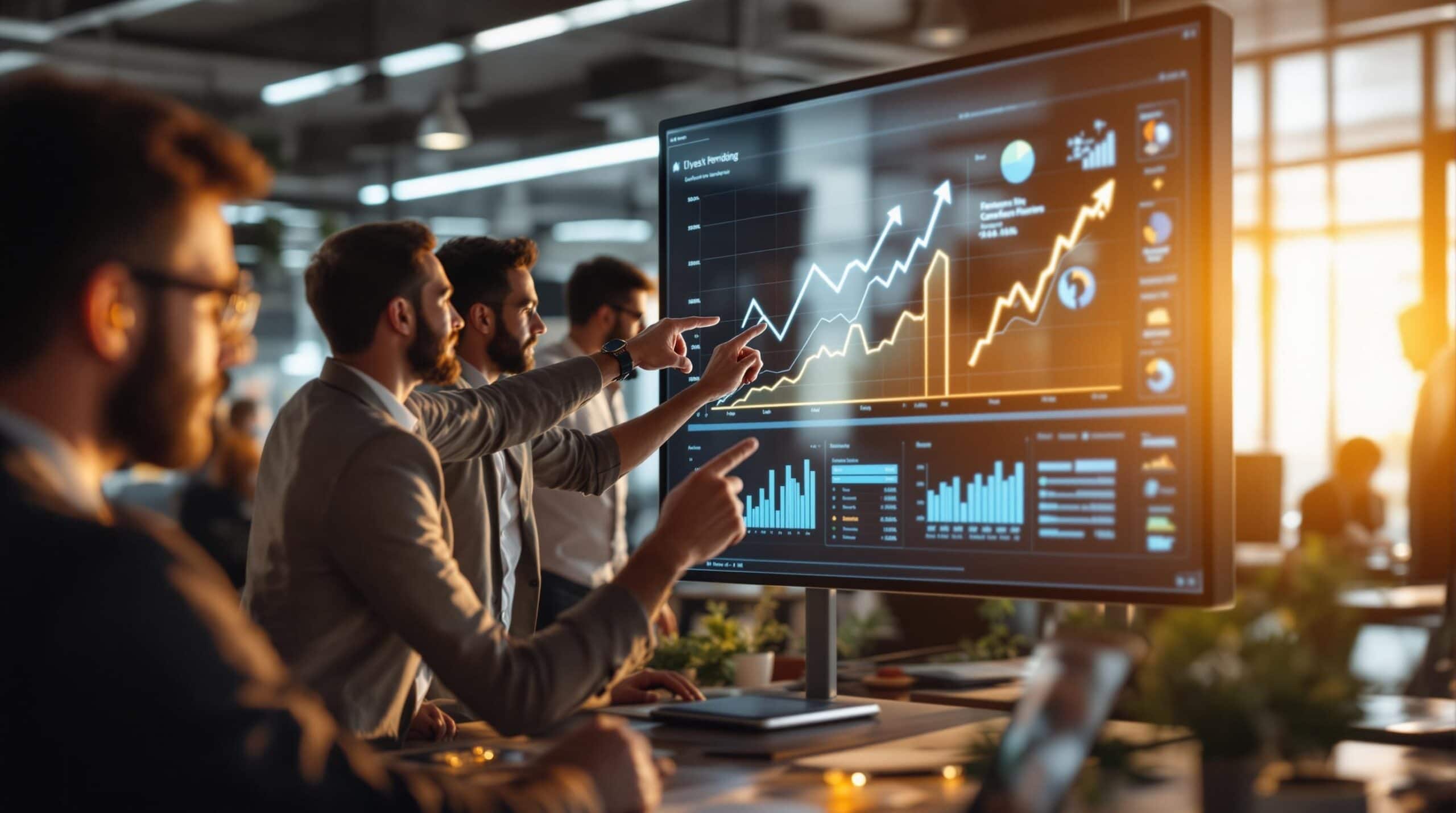 Experts analyzing financial charts in meeting room