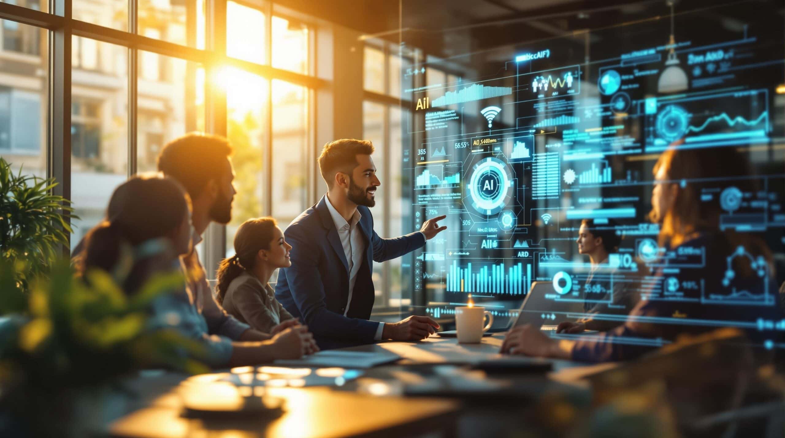 AI meeting with interactive graphics.