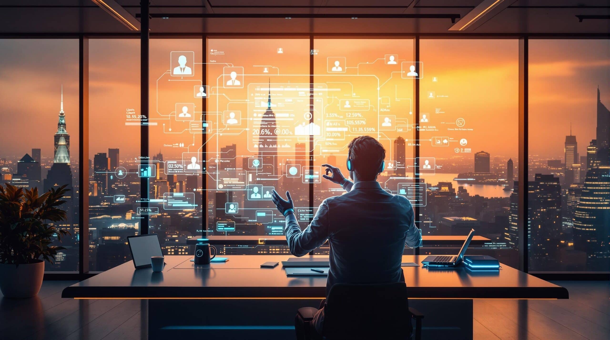 Personne utilisant technologie numérique, vue sur la ville