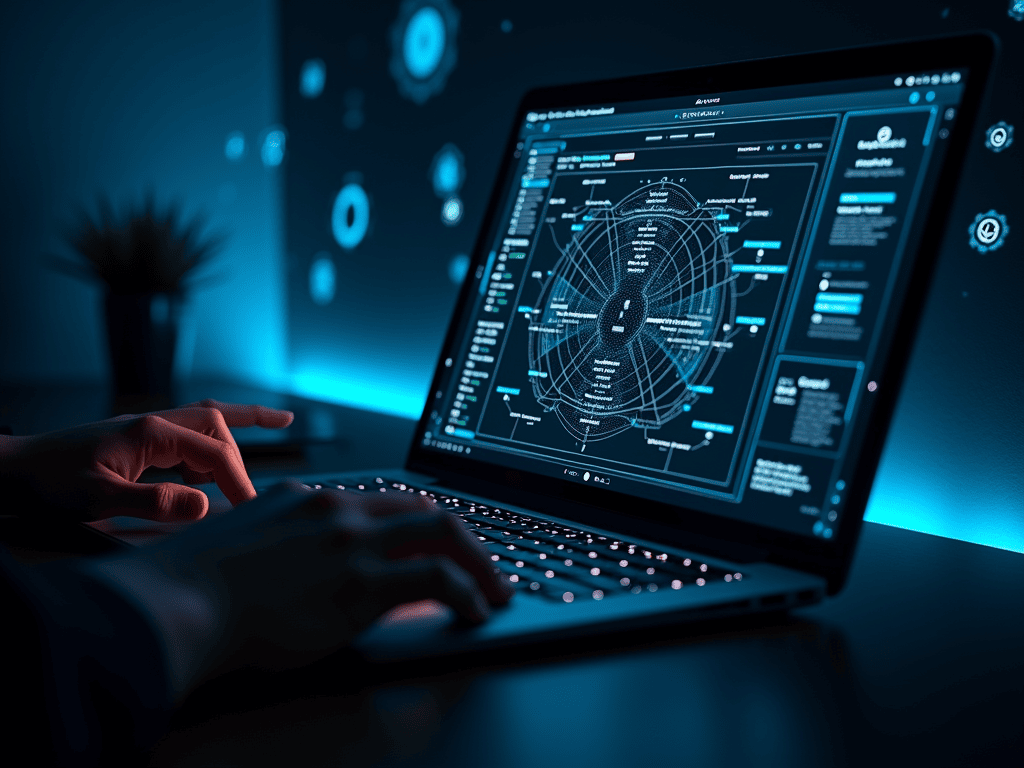 Personne utilisant un ordinateur portable moderne