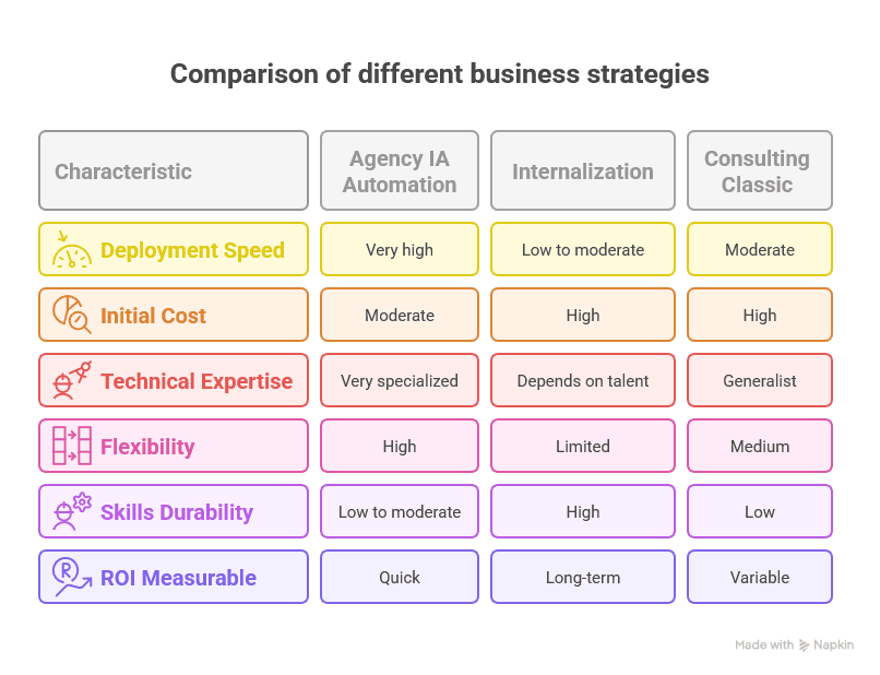 Comparison of business strategies chart
